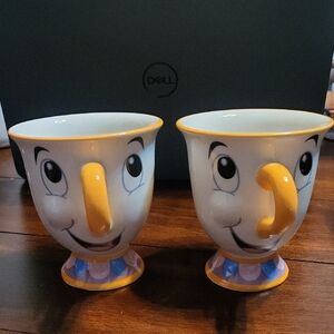 Set Of 2 Charming Character Face Mugs - Yellow and White